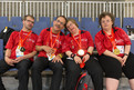 Das Boccia-Team mit seinen Medaillen: (vlnr.) Michael Simon, Dieter Schneiderbanger, Katrin Rehben und Petra Wilhelm. (Foto: Luca Siermann)