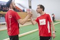 Trainer Andreas Kreutzer Diakonie Neuenddettelsau mit Dieter Schneiderbanger in der Pause beim Einspielen für das Halbfinale. (Foto: SOD/Julia Krüger)