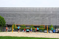 Die Beachvolleyballfelder standen vor der Kulisse der Esprit-Arena im Arena-Sportpark. Foto: SOD/Andreas Bister