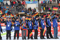 Zum Abschluss des Neujahrsspringens versammelten sich die Athleten nochmals im Olympia-Skistadion. (Foto: SOD/Karl Wagner)