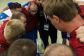 Die Mannschaft vom SV Fortschritt Meissen West schwört sich auf das Spiel ein. (Foto: SOD/Stefan Holtzem)