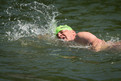 Siegfried Höfer von der Heinrich Kimmle Stiftung startete ebenfalls über 1.500 m im Freiwasserschwimmen. (Foto: SOD/Jo Henker)