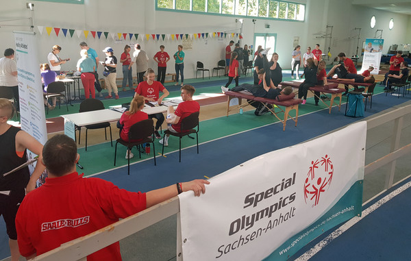 Healthy Athletes beim Sportfest „Gemeinsam miteinander“ der halleschen Behindertenwerkstätten am 05.09.2019 in Halle. Foto: SOSA