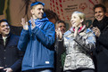Athletensprecher Markus Protte und Olympiasiegerin Anni Friesinger-Postma sprachen gemeinsam den Athleten Eid. (Foto: SOD/Stefan Holtzem)
