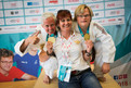 Judo: Alexandra Rossbach und Viktor Gdowczok haben die Goldmedaille geholt in Unified-Kata Wettbewerb. Hier mit Trainerin Timea Bencsik. (Foto: SOD/Jo Henker)