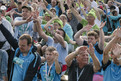 Gute Stimmung bei der Siegerehrung der 5.000 und 10.000 Läufe im Sportfoum der Universität Kiel. (Foto: SOD/Jörg Brüggemann OSTKREUZ)