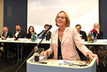 Präsidentin Christiane Krajewski bei ihrer Rede auf der Mitgliederversammlung. Sie wurde mit überwältigender Mehrheit in ihrem Amt bestätigt. (Foto: SOD/Juri Reetz)