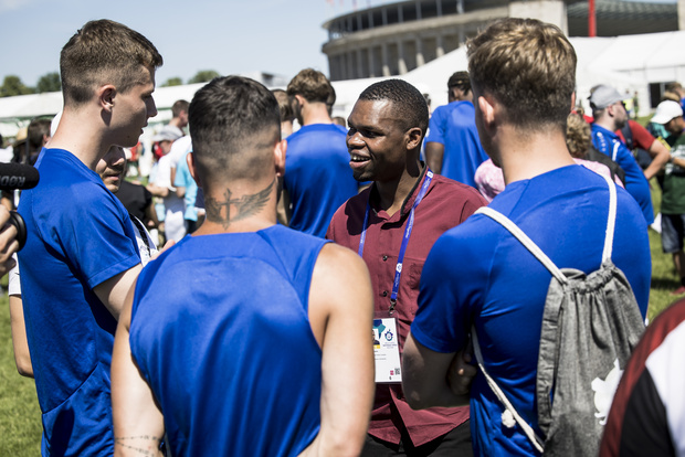 Die Profis von Herha BSC beim Besuch des Olympiastadions, Foto: LOC/ Stefan Holtzem